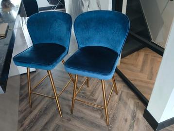 Barkrukken blauw velvet  beschikbaar voor biedingen