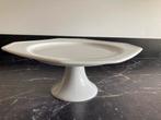 Witte taartschaal op voet, Ophalen of Verzenden, Zo goed als nieuw