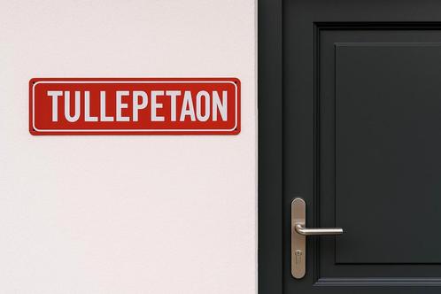 Gevelplaatje / muurbord TULLEPETAON.  Tullepetaonestad, Antiek en Kunst, Antiek | Wandborden en Tegels, Ophalen of Verzenden