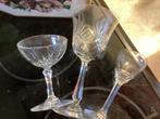 Oud glas Kristal  facet geslepen steel // 3 stuks, Ophalen of Verzenden