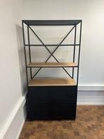 Zwarte Stalen Kast 200x100x40, Ophalen, 50 tot 100 cm, Eikenhout, 25 tot 50 cm