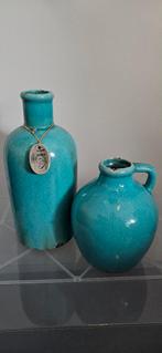 2 vazen, kleur: aqua, Ophalen, Overige kleuren, Aardewerk of Porselein, Zo goed als nieuw