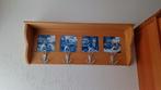 Houten wandkapstok met Delfts blauwe tegels, Gebruikt, Minder dan 100 cm, Hout, Ophalen