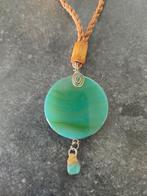 Vintage halsketting ketting groene steen, Gebruikt, Ophalen of Verzenden, Nvt, Steen of Mineraal