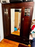 Antieke Massief Houten Kast met Spiegel en Glas, Antiek en Kunst, Antiek | Meubels | Kasten, Ophalen