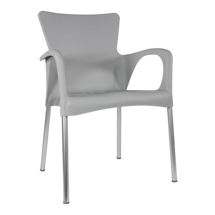 Kunststof stapelstoel met armleuning kleur grijs, Huis en Inrichting, Stoelen, Nieuw, Twee, Kunststof, Grijs, Ophalen of Verzenden