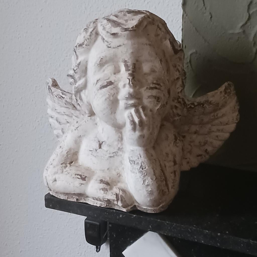 Mooie brocante stenen engel, Tuin en Terras, Ophalen, Steen