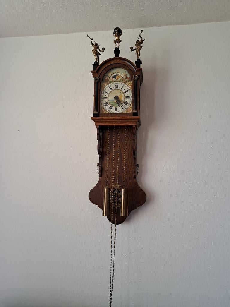 Antieke Hollandse friese Staartklok met Atlasbeeld, Ophalen of Verzenden