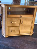 Vintage rotan tv kast, Ophalen of Verzenden, Zo goed als nieuw, Hout, Cd's