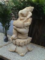Ganesha olifant met trommel, Tuin en Terras, Tuinbeelden, Nieuw, Steen, Ophalen of Verzenden, Boeddhabeeld