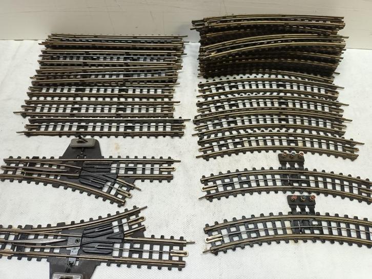 TRIX  OUDE RAILS  2  WISSELS LXR RECHTE  EN KROMME RAILS, Hobby en Vrije tijd, Modeltreinen | H0, Gebruikt, Rails, Gelijkstroom