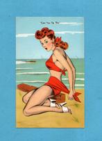 Pracht oude glamour/PinUp kaart M219  " Can you Tie This ", Verzenden, 1920 tot 1940, Ongelopen, Overige thema's