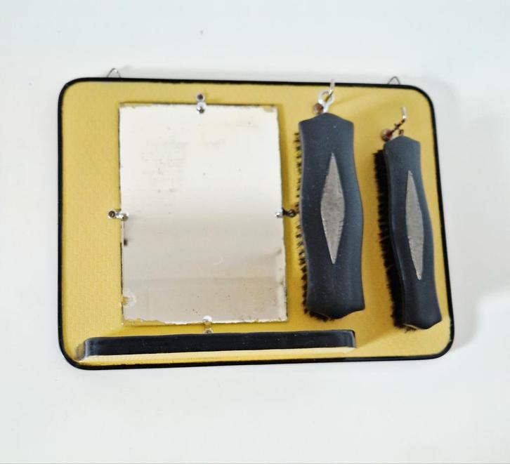Jaren 50 vintge wandspiegel met schoenborstel en wandplank, Verzamelen, Retro, Huis en Inrichting, Ophalen of Verzenden