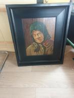 Oude Vrouw Portret - Olieverf op paneel, Ophalen of Verzenden