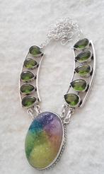 ketting peridot met regenboog Solar kwarts, edelsteen, Sieraden, Tassen en Uiterlijk, Kettingen, Nieuw, Met edelsteen, Zilver