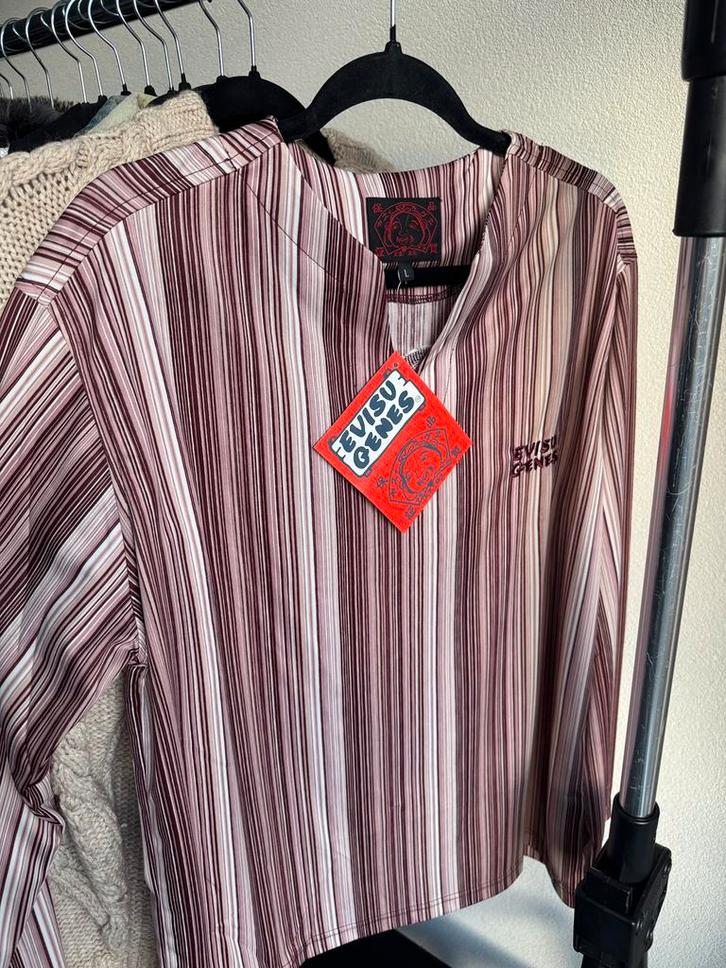 Vintage Y2K Evisu gestreepte blouse, Kleding | Dames, Blouses en Tunieken, Nieuw, Maat 42/44 (L), Roze, Ophalen of Verzenden