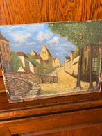 Schilderij 18 cm H. x 24cm Br.Initialen onduidelijk., Antiek en Kunst, Ophalen of Verzenden