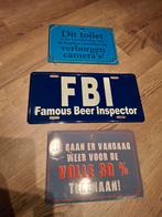 Set van 3 grappige metalen borden, Ophalen of Verzenden, Gebruikt