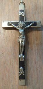 K55 Prachtig antiek kruis met doodhoofd op kruis, Verzamelen, Religie, Gebruikt, Ophalen of Verzenden