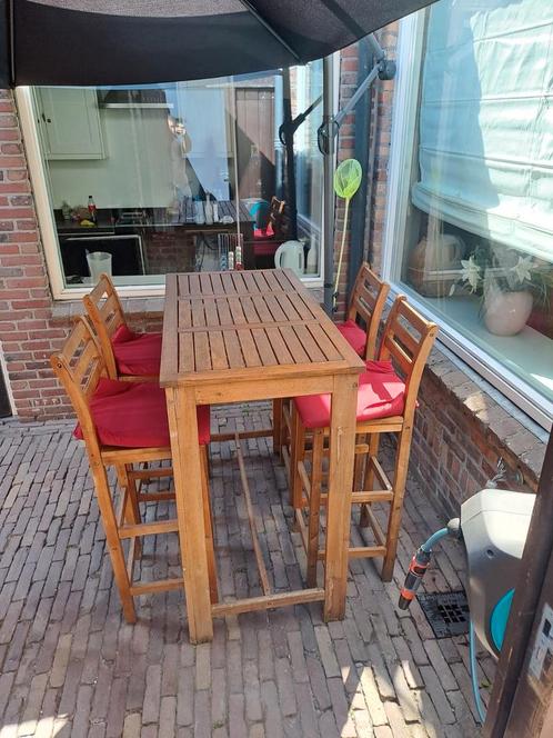 Hoge tuinset loungeset met 4 hoge stoelen, Tuin en Terras, Tuinsets en Loungesets, Zo goed als nieuw, Ophalen