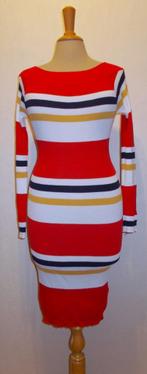Opvallend leuk rood gestreept stretch print jurkje! M, Maat 38/40 (M), Verzenden, Wit, Zo goed als nieuw