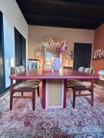 Vierkante eetkamertafel webbing Burgundy oudroze, Huis en Inrichting, Tafels | Eettafels, Ophalen, 100 tot 150 cm, 50 tot 100 cm