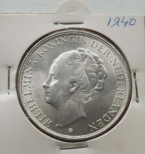 2.1/2 Gulden 1940, Postzegels en Munten, Munten | Nederland, Losse munt, 2½ gulden, Koningin Wilhelmina, Zilver, Ophalen of Verzenden