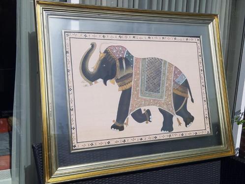 groot schilderij olifant in dubbele lijst, Antiek en Kunst, Kunst | Schilderijen | Modern, Ophalen