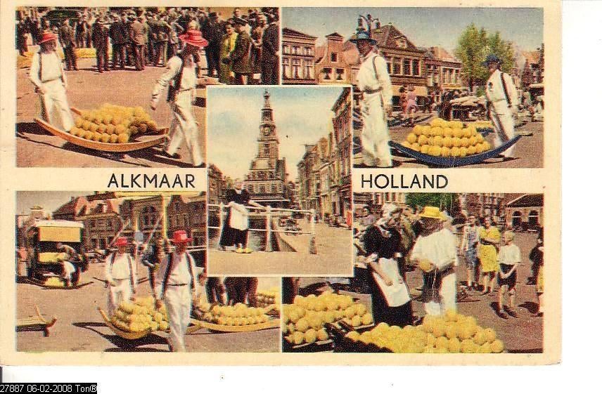 Ansichtkaart	Alkmaar	Kaasmarkt	5-luik, Verzenden, 1940 tot 1960, Gelopen, Noord-Holland