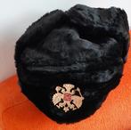 Russische Ushanka Sovjet embleem nepbont nieuw zwart maat 62, Ophalen of Verzenden, Nieuw, Overige maten, Muts