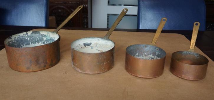 Oude steelpannen 4 stuks, Antiek en Kunst, Antiek | Keukenbenodigdheden, Verzenden
