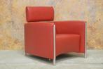 ZGANieuw rode leren Leolux Oblomov design fauteuil, Huis en Inrichting, 100 tot 125 cm, 75 tot 100 cm, Design, Metaal