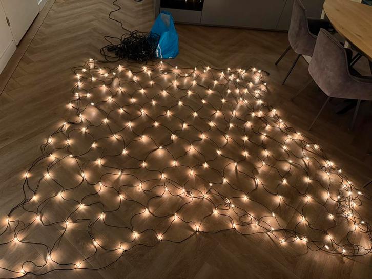 2x Kerst net verlichting buiten 2x2 meter, Tuin en Terras, Buitenverlichting, Zo goed als nieuw, Minder dan 50 watt, Netvoeding