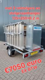 2 rolsteigers met afsluitbaar steiger aanhanger, Ophalen, Nieuw, Rolsteiger of Kamersteiger, 5 meter of hoger