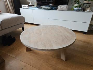 Salontafel 81 cm doorsnee 30 cm hoog massief eiken whitewash beschikbaar voor biedingen