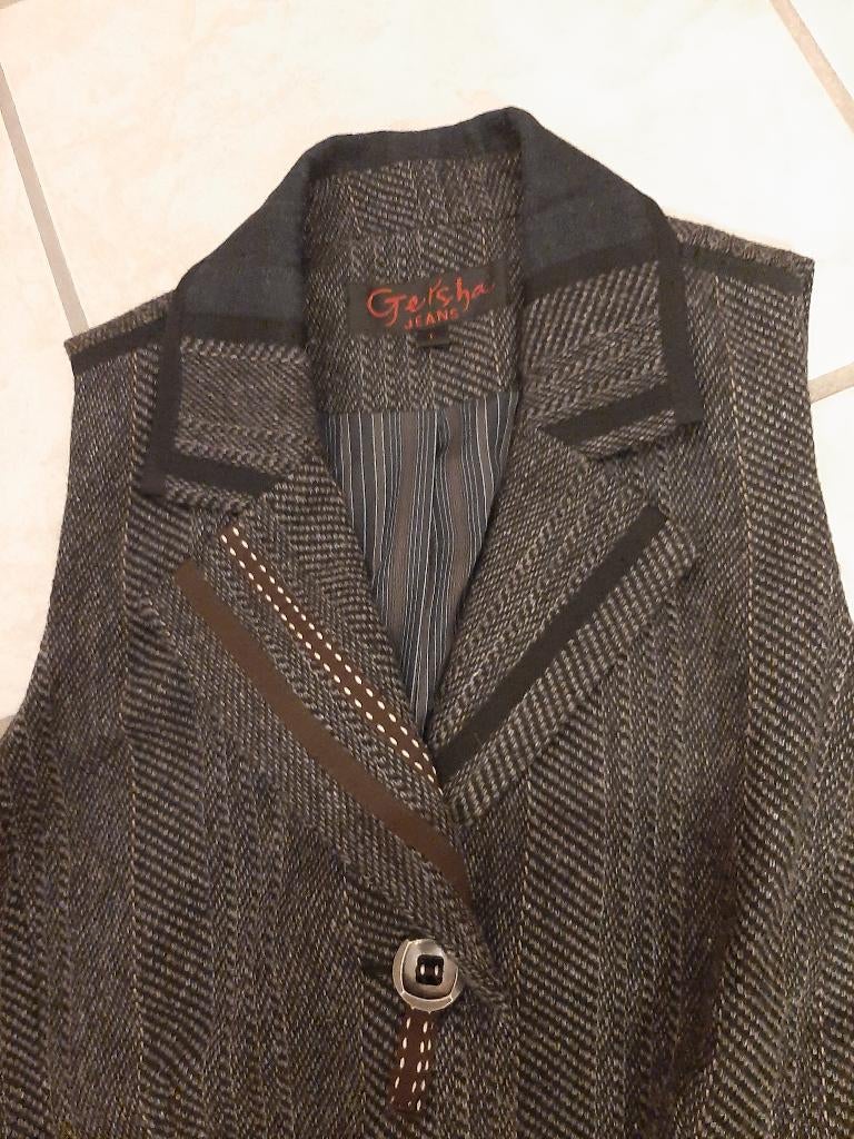 Geisha Jeans Gilet maat L NIEUW eerder s/m bruin/grijs, Maat 38/40 (M), Nieuw, Ophalen of Verzenden, Jasje