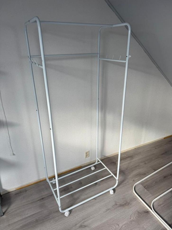 Wit Kledingrek met Wielen, Huis en Inrichting, Kasten | Kledingkasten, Zo goed als nieuw, 150 tot 200 cm, 100 tot 150 cm, 25 tot 50 cm