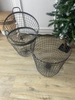 3 Stoere Industriele Metalen Draadmanden, Ophalen, Overige materialen, Mand, Rond