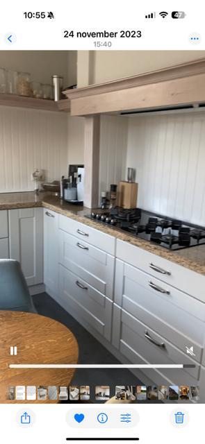 Grote hoek keuken met granieten blad, Huis en Inrichting, Keuken | Complete keukens, Gebruikt, Hoekkeuken, Crème, Graniet of Steen