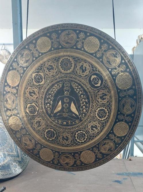 Nepalese Gong 80 cm – Handgemaakt – Neuw – Topkwaliteit, Antiek en Kunst, Kunst | Niet-Westerse kunst, Ophalen of Verzenden