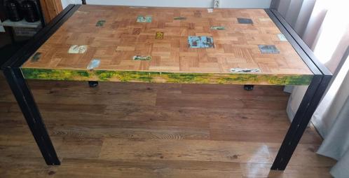 Industriële eettafel 160x90, Huis en Inrichting, Tafels | Eettafels, Gebruikt, 50 tot 100 cm, Rond, Metaal, Ophalen