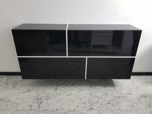 VOORRAAD Hoogglans zwart zwevend dressoir MONTAGE MOGELIJK, Huis en Inrichting, Kasten | Dressoirs, Nieuw, 150 tot 200 cm, 25 tot 50 cm