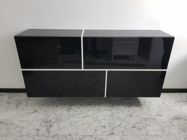 VOORRAAD Hoogglans zwart zwevend dressoir MONTAGE MOGELIJK, Huis en Inrichting, Kasten | Dressoirs, Nieuw, 150 tot 200 cm, 25 tot 50 cm