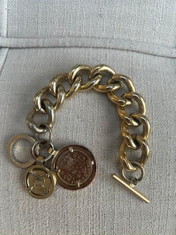 TOV ESSENTIALS GEEL GOUD GROVE SCHAKEL ARMBAND MUNT BEDEL beschikbaar voor biedingen