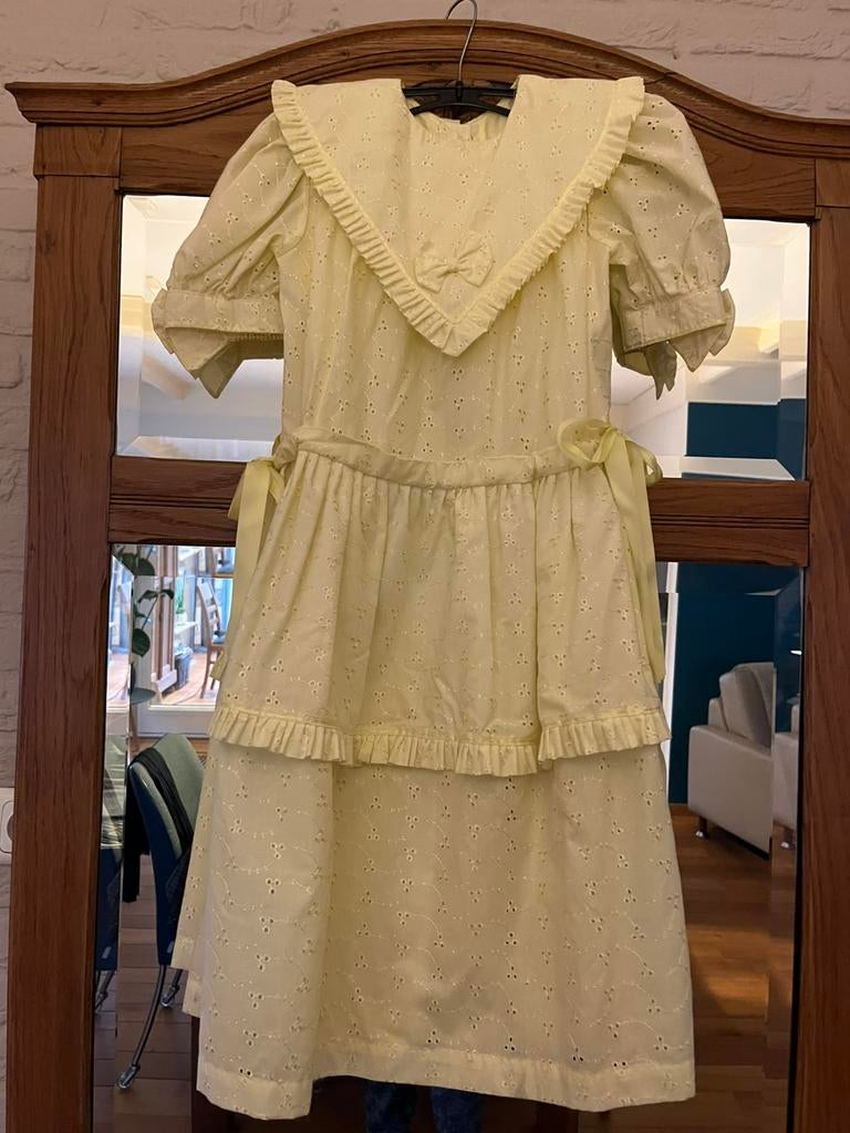 Zachtgele communiejurk maat 140, Kinderen en Baby's, Kinderkleding | Maat 140, Ophalen of Verzenden, Zo goed als nieuw