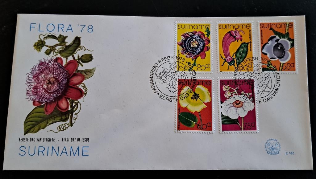 Suriname FDC enveloppe E020 Flora '78, Postzegels en Munten, Postzegels | Eerstedagenveloppen, Ophalen of Verzenden, Onbeschreven
