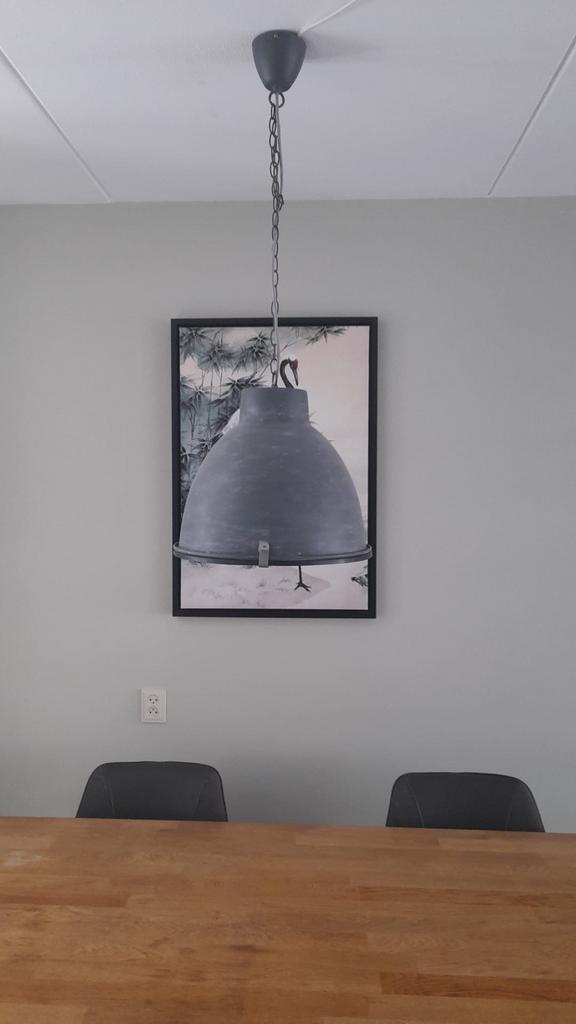 Industriële hanglamp - Grijs metaal - Vintage look, Ophalen, Gebruikt, Metaal, 75 cm of meer
