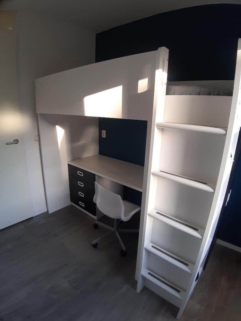 Ikea hoogslaper met bureau en kast compleet, Ophalen, Gebruikt, Hoogslaper