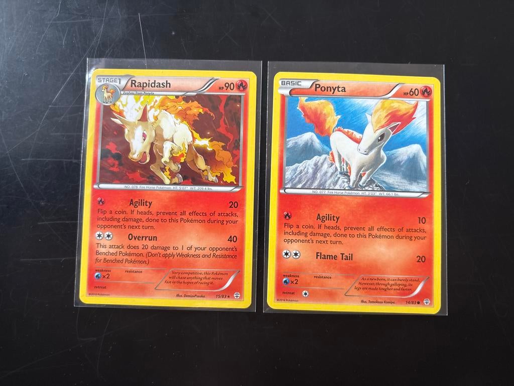 Generations - Pokémon Kaarten - Ponyta & Rapidash, Ophalen of Verzenden, Gebruikt, Meerdere kaarten