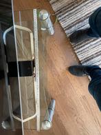 Glazen TV-meubel met metalen poten, Ophalen, Gebruikt, 50 tot 100 cm, Glas